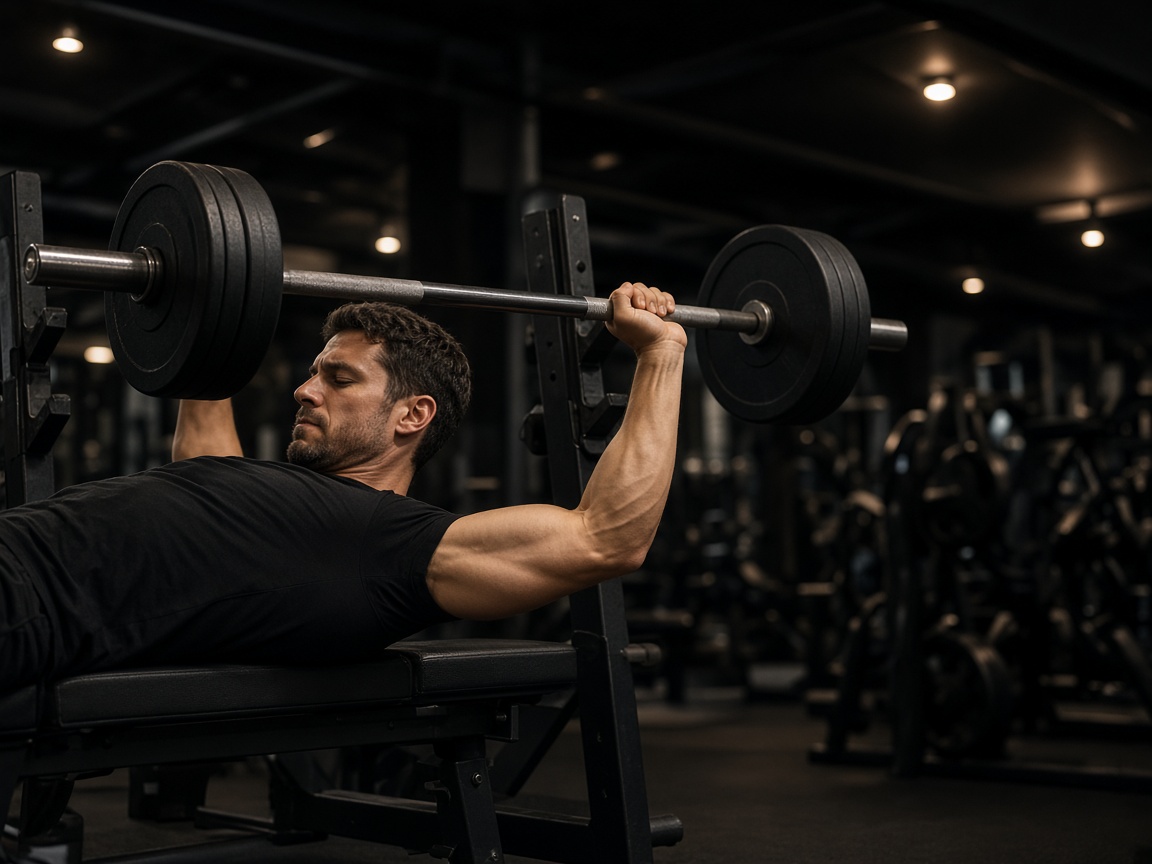 Barbell bench press, the kind of session clients open in Training